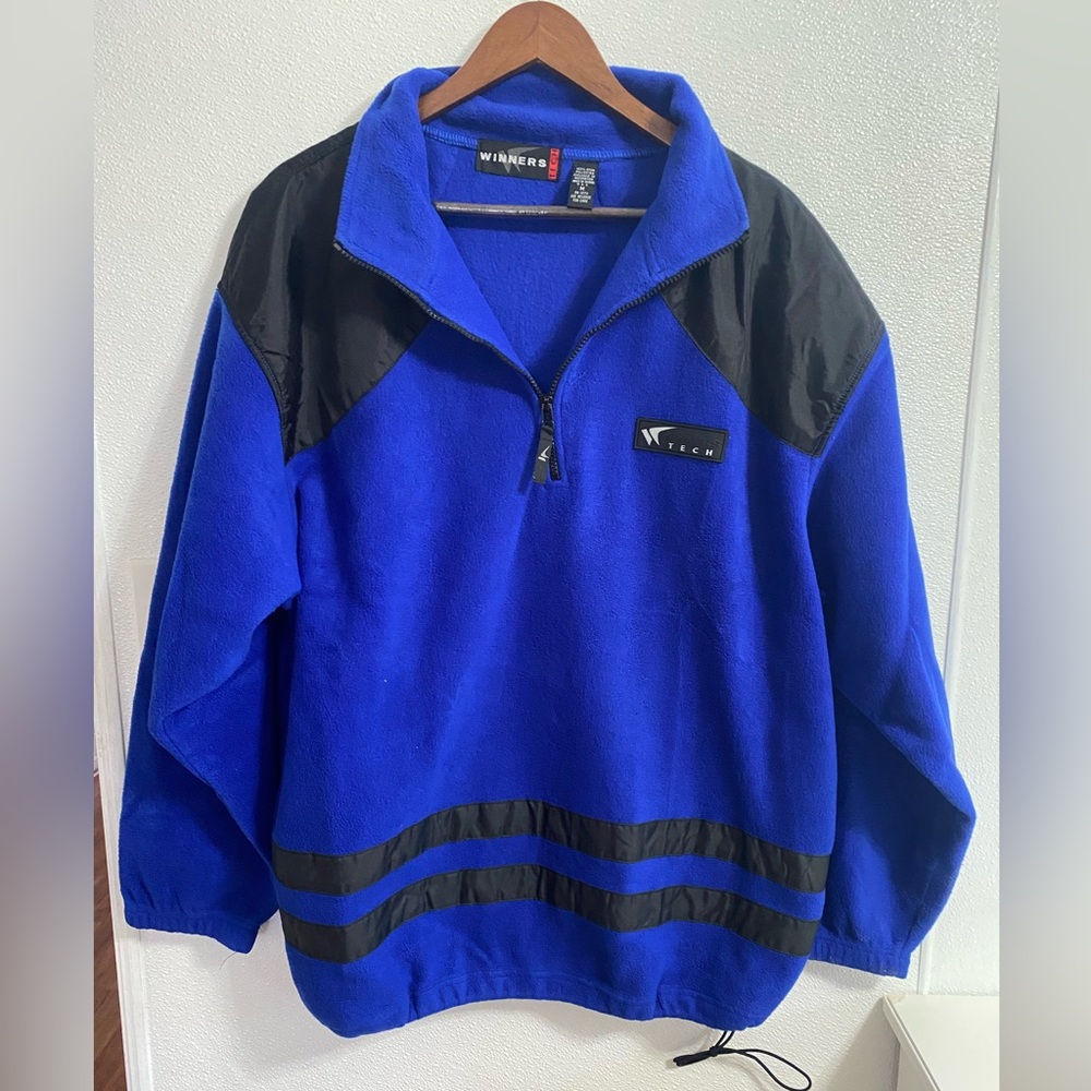 Winners Tech fleece jacket  Mens M Blue Fleece Pullover 1/3 Zip Pocket Ripstop